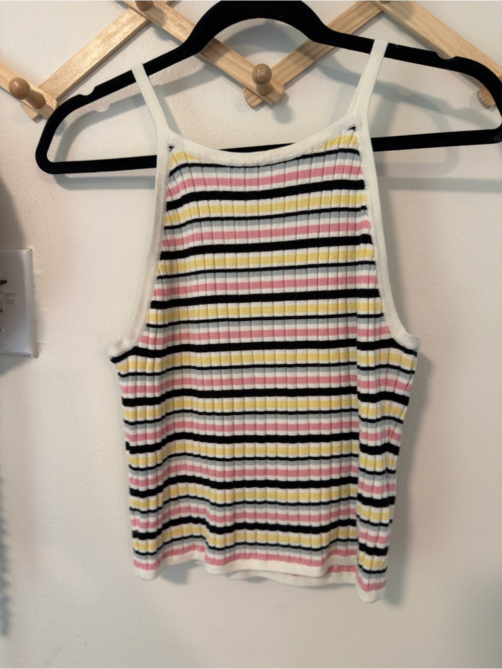 H&M Divided Striped Knit Halter Tank Top Size L Multicolor